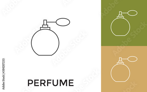 Editable Perfume Bottle Thin Line Icon with Title. Useful For Mobile Application, Website, Software and Print Media.