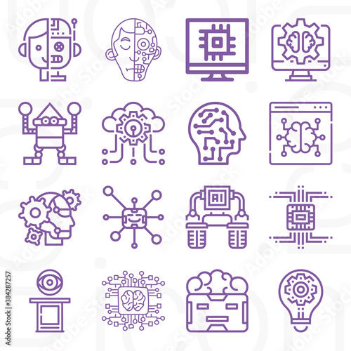 16 pack of machine translation  lineal web icons set
