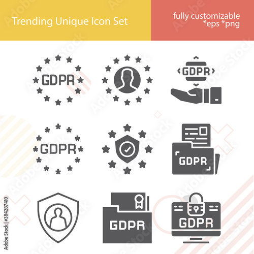 Simple set of gdpr related filled icons.