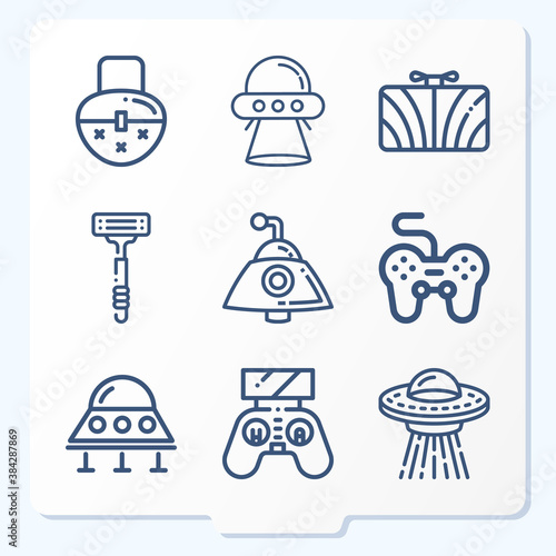 Simple set of 9 icons related to plainly