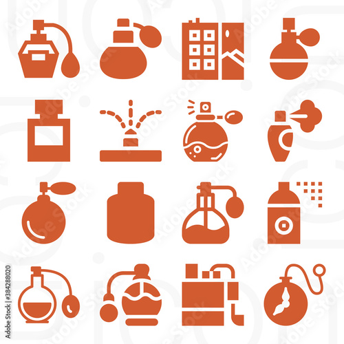 16 pack of cologne water  filled web icons set
