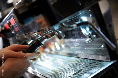espresso machine in cafe