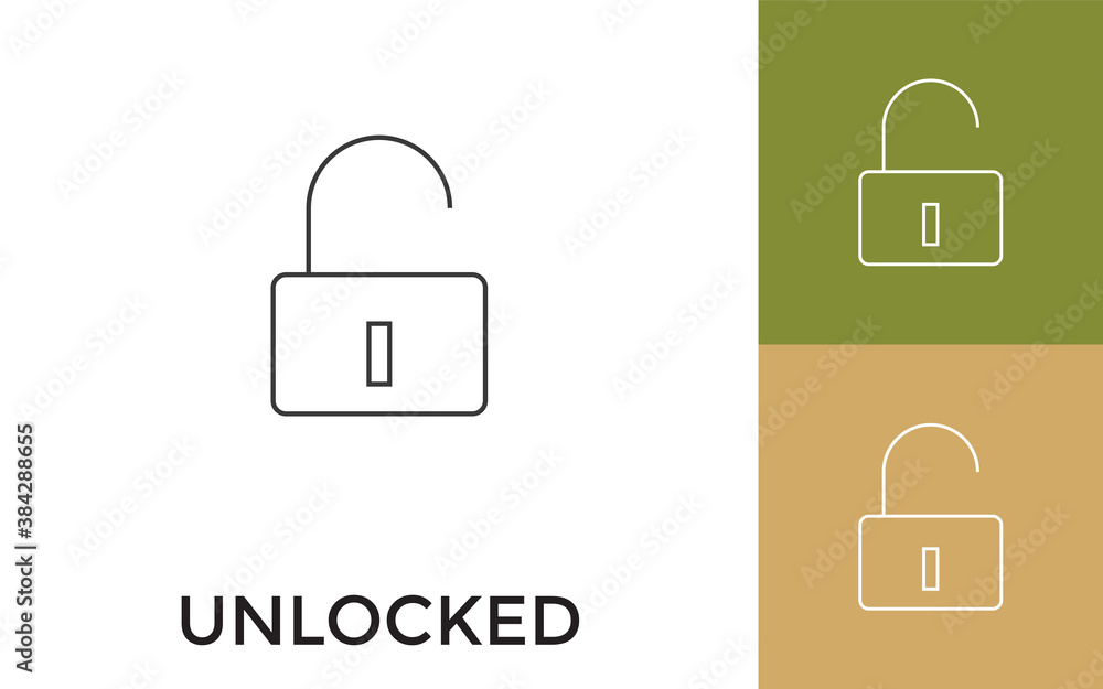 Editable Unlock Thin Line Icon with Title. Useful For Mobile Application, Website, Software and Print Media. Editable Unlock Thin Line Icon with Title. Useful For Mobile Application, Website, Software and Print Media.