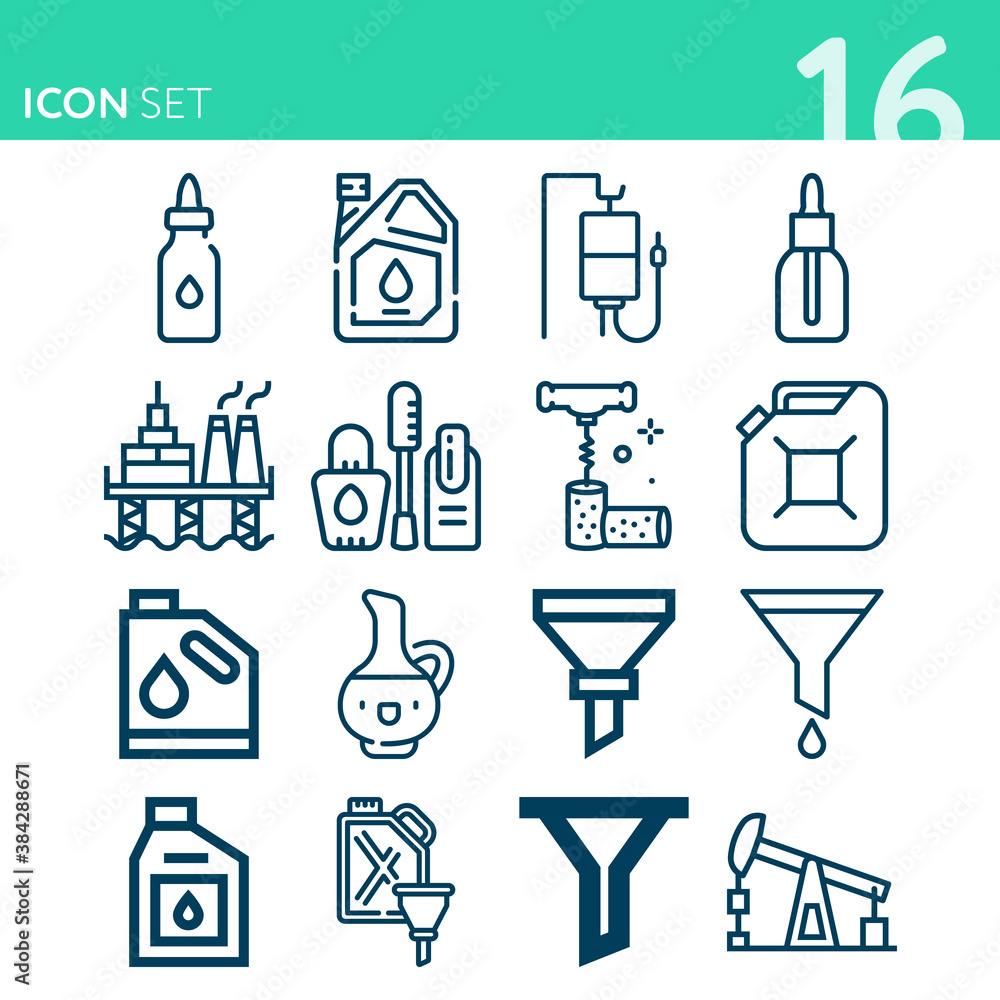 Simple set of 16 icons related to spill Simple set of 16 icons related to spill