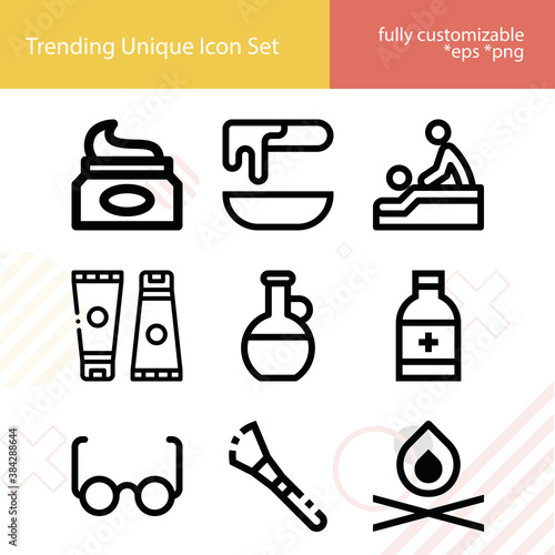 Simple set of chemotherapy related lineal icons.