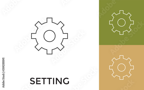 Editable Setting Thin Line Icon with Title. Useful For Mobile Application, Website, Software and Print Media.