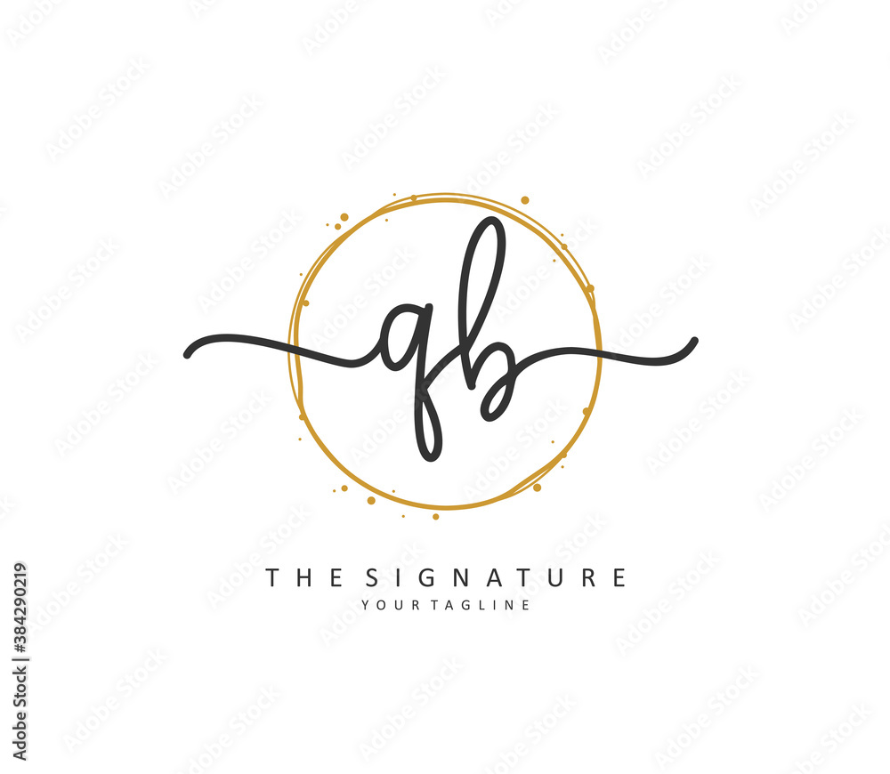 Q B QB Initial letter handwriting and signature logo. A concept handwriting initial logo with template element. Q B QB Initial letter handwriting and signature logo. A concept handwriting initial logo with template element.