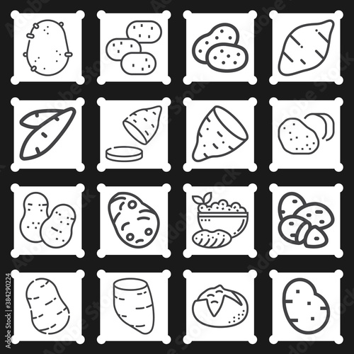 16 pack of root vegetable lineal web icons set