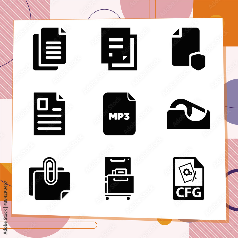 Simple set of 9 icons related to put down Simple set of 9 icons related to put down