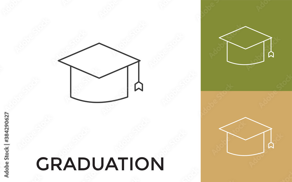 Editable Graduation Cap Thin Line Icon with Title. Useful For Mobile Application, Website, Software and Print Media. Editable Graduation Cap Thin Line Icon with Title. Useful For Mobile Application, Website, Software and Print Media.