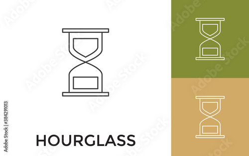Editable Hour Glass Thin Line Icon with Title. Useful For Mobile Application, Website, Software and Print Media.