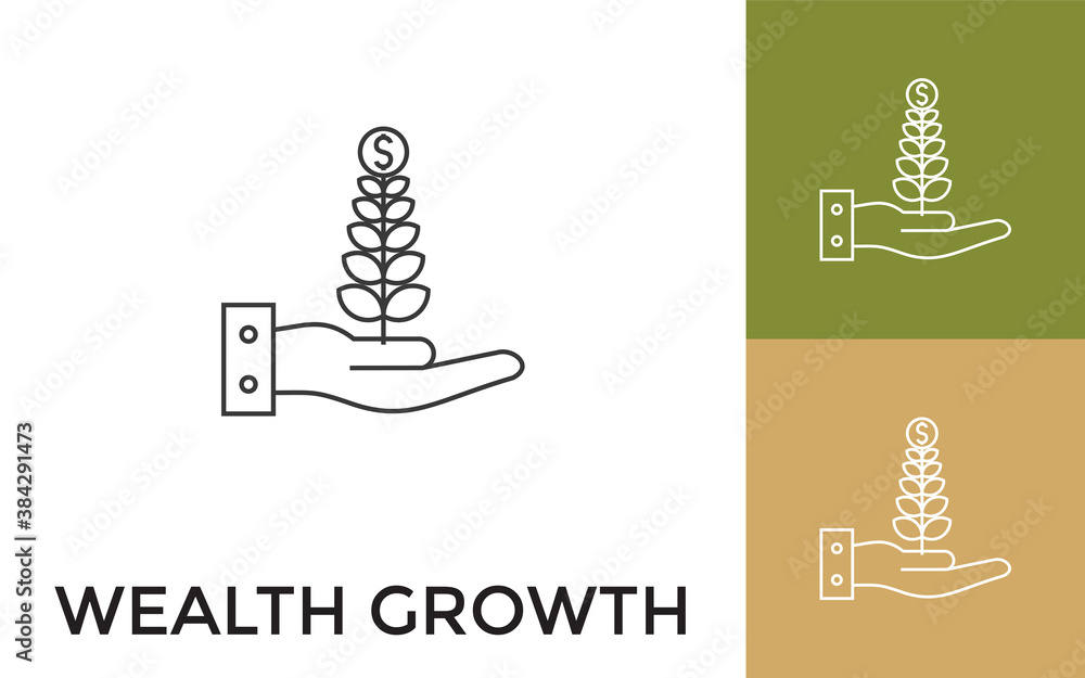 Fototapeta premium Editable Growth Thin Line Icon with Title. Useful For Mobile Application, Website, Software and Print Media.