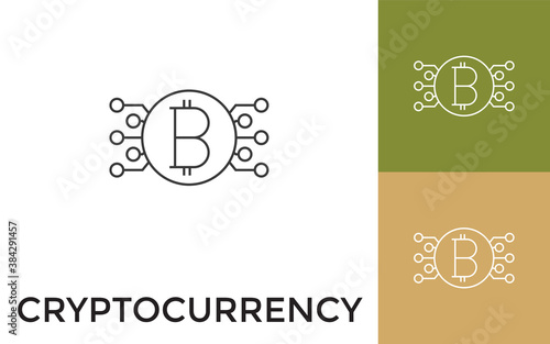 Canvas Print Editable Cryptocurrency Thin Line Icon with Title