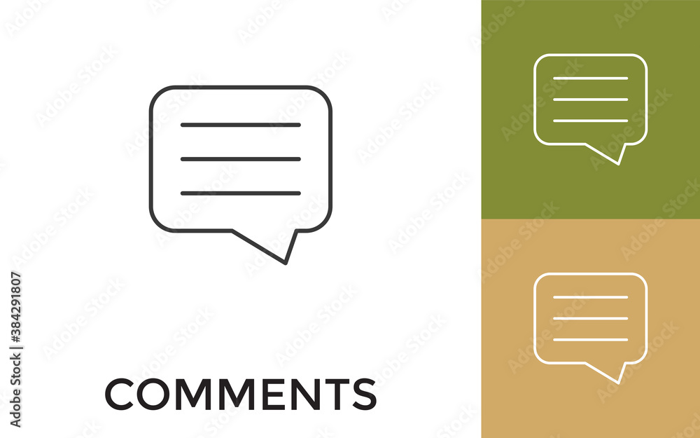 Editable Comments Thin Line Icon with Title. Useful For Mobile Application, Website, Software and Print Media. Editable Comments Thin Line Icon with Title. Useful For Mobile Application, Website, Software and Print Media.