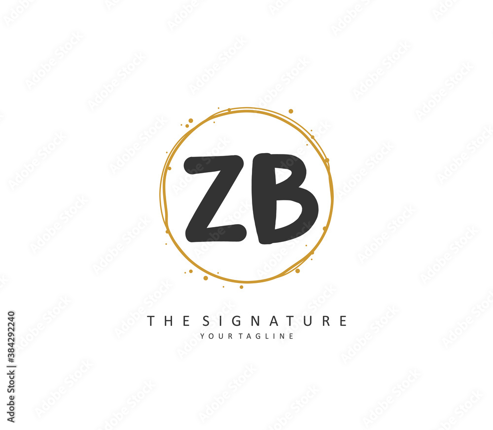 Z B ZB Initial letter handwriting and signature logo. A concept handwriting initial logo with template element. Z B ZB Initial letter handwriting and signature logo. A concept handwriting initial logo with template element.