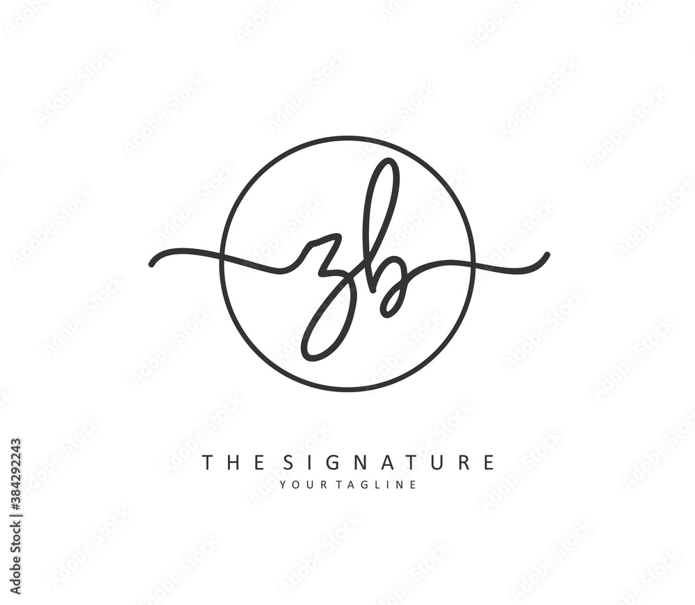 Z B ZB Initial letter handwriting and signature logo. A concept handwriting initial logo with template element. Z B ZB Initial letter handwriting and signature logo. A concept handwriting initial logo with template element.