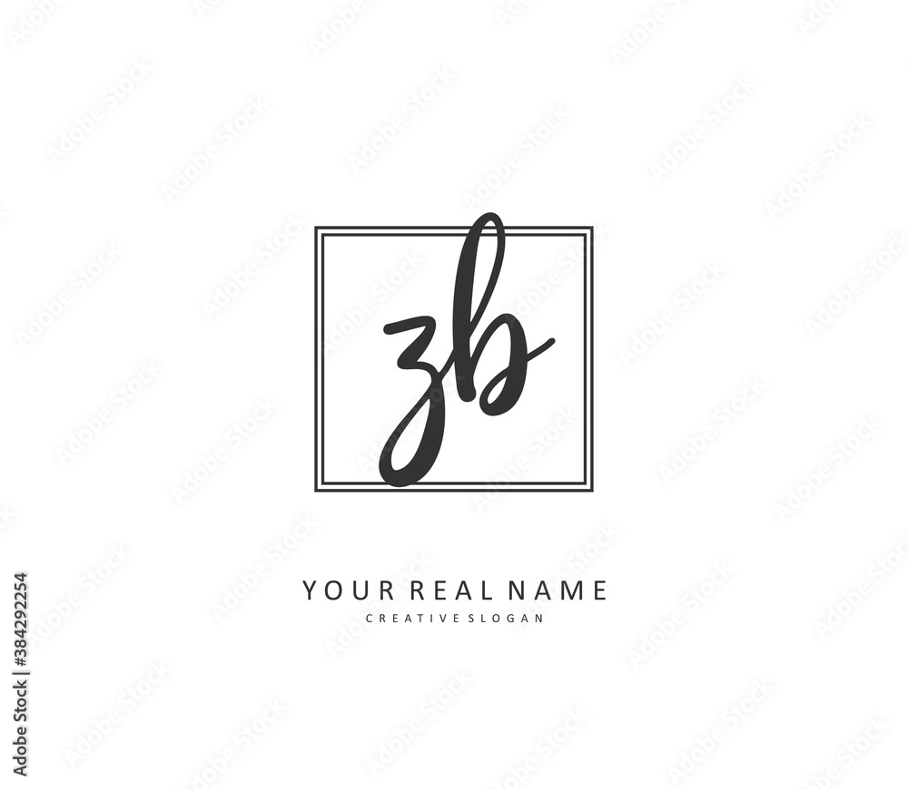 Z B ZB Initial letter handwriting and signature logo. A concept handwriting initial logo with template element. Z B ZB Initial letter handwriting and signature logo. A concept handwriting initial logo with template element.