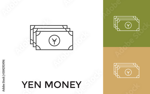 Editable Yen or Yuan Money Thin Line Icon with Title. Useful For Mobile Application, Website, Software and Print Media.