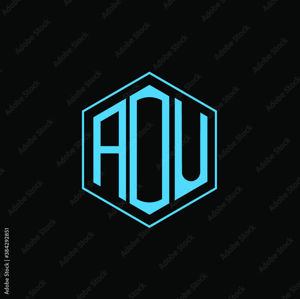 AOU letter icon design on black background. Creative letter AOU/A O U logo design. AOU initials Logo design AOU letter icon design on black background. Creative letter AOU/A O U logo design. AOU initials Logo design