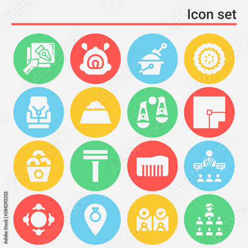 16 pack of criteria filled web icons set