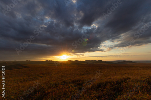 unreal beautiful sunset in the mountains