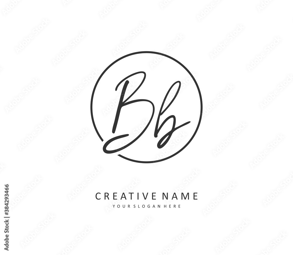Naklejka BB Initial letter handwriting and signature logo. A concept handwriting initial logo with template element.