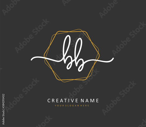 BB Initial letter handwriting and signature logo. A concept handwriting initial logo with template element.