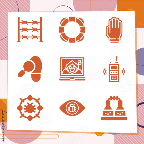 Simple set of 9 icons related to fastened