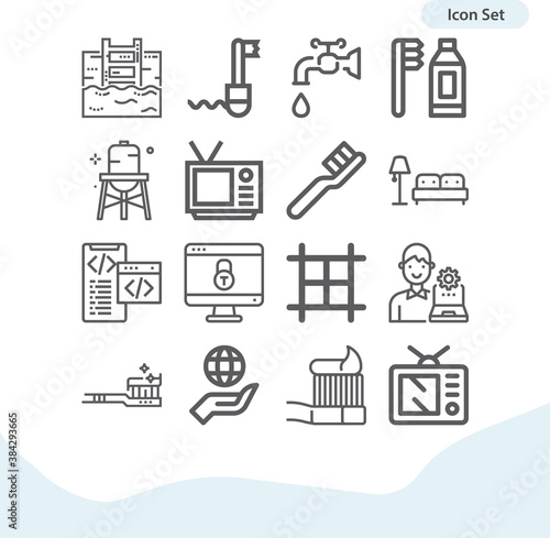 Simple set of infrastructure related lineal icons.