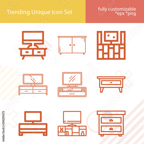 Simple set of ministries related lineal icons.