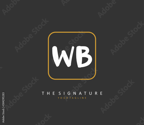 W B WB Initial letter handwriting and signature logo. A concept handwriting initial logo with template element.