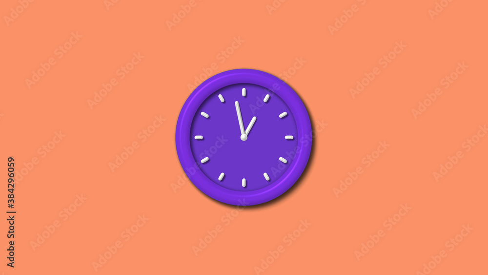 Amazing purple color 3d wall clock isolated on red light background, Counting down wall clock Amazing purple color 3d wall clock isolated on red light background, Counting down wall clock