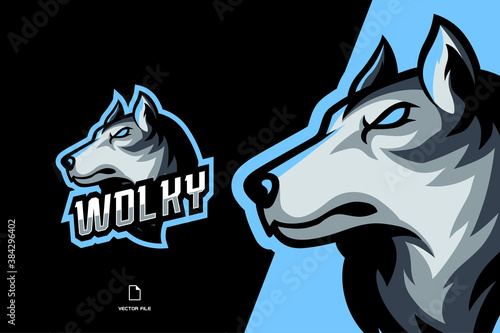 wolf mascot esport logo for sport game team illustration