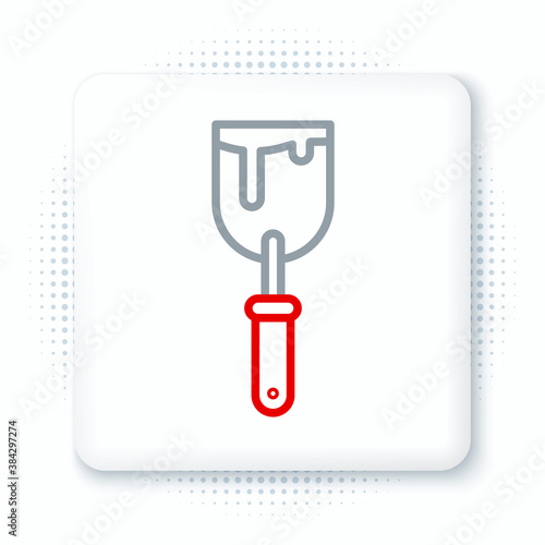 Line Putty knife icon isolated on white background. Spatula repair tool. Spackling or paint instruments. Colorful outline concept. Vector.