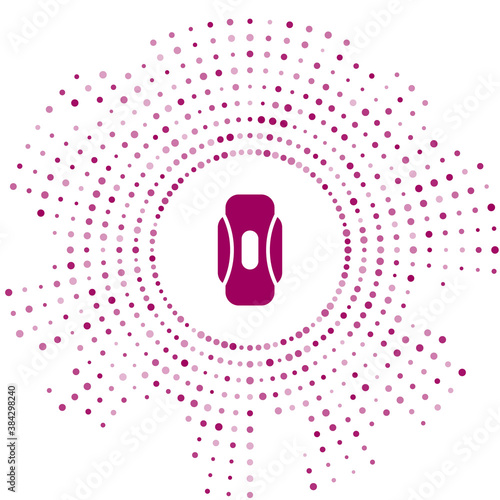 Purple Menstruation and sanitary napkin icon isolated on white background. Feminine hygiene product. Abstract circle random dots. Vector Illustration.