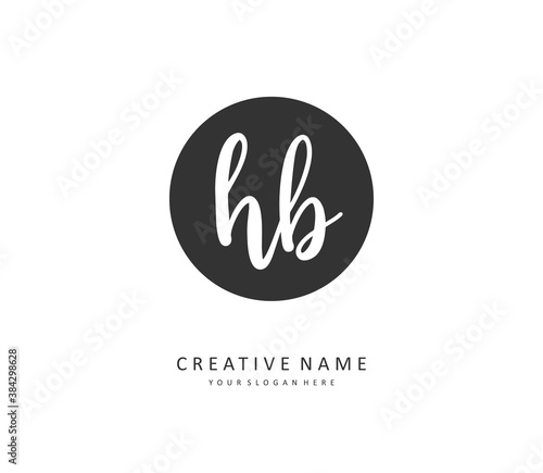 H B HB Initial letter handwriting and signature logo. A concept handwriting initial logo with template element.