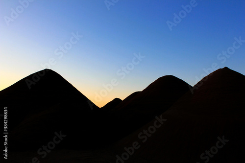 silhouette of pyramids