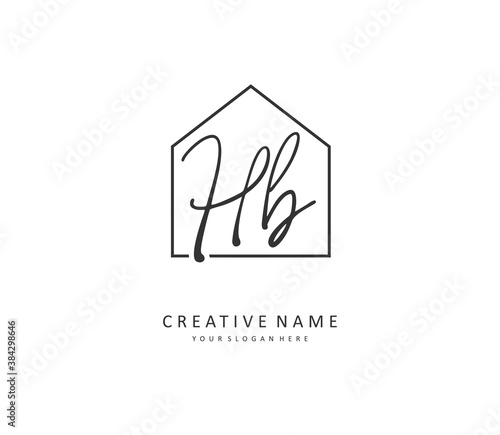 H B HB Initial letter handwriting and signature logo. A concept handwriting initial logo with template element.