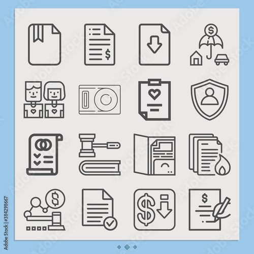 Simple set of contract related lineal icons.