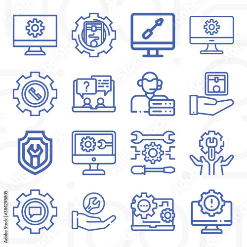 16 pack of theoretical  lineal web icons set