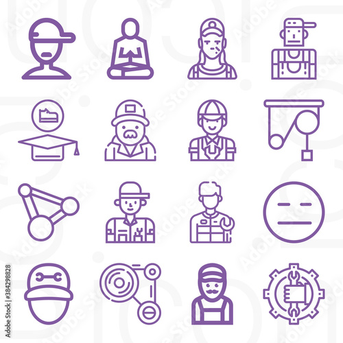 16 pack of composed  lineal web icons set