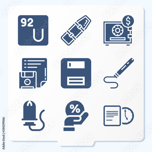 Simple set of 9 icons related to salvage