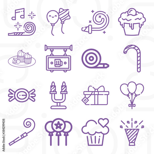 16 pack of natal day lineal web icons set