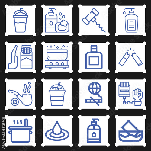 16 pack of vapour  lineal web icons set