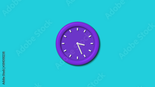 12 hours blue color 3d wall clock isolated n cyan background,3d wall clock,clock isolated