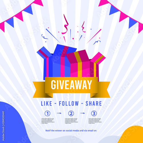 Giveaway social media contest vector template.