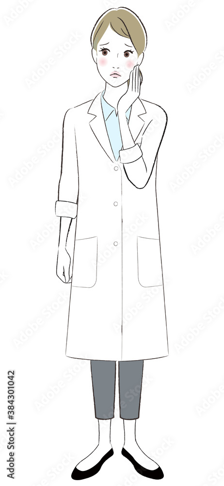 A doctor woman worried about something. A doctor woman worried about something.