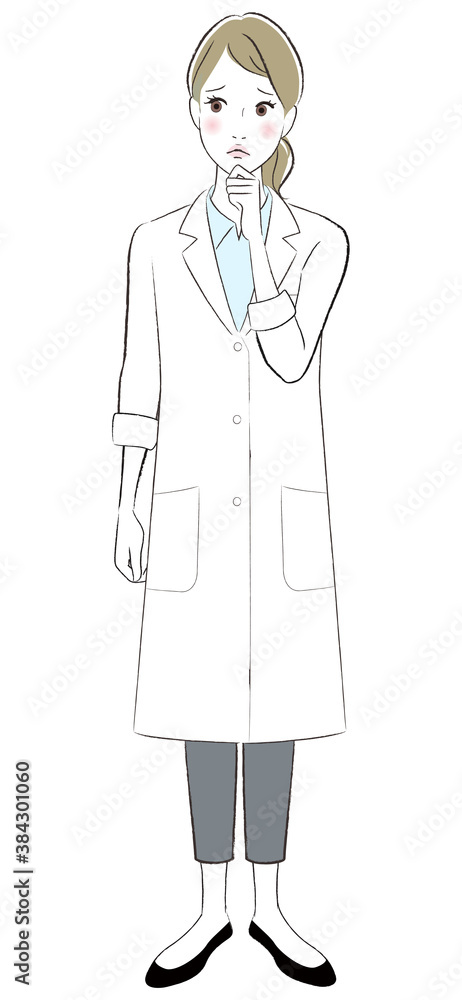 A doctor woman worried about something. A doctor woman worried about something.