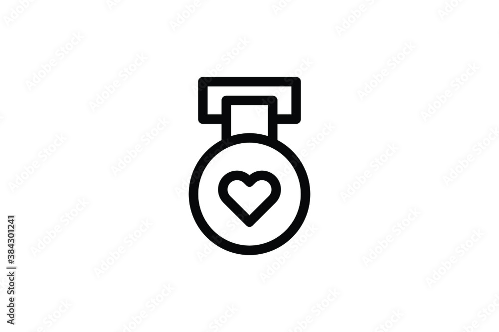 Valentine Outline Icon - Love Medal Valentine Outline Icon - Love Medal