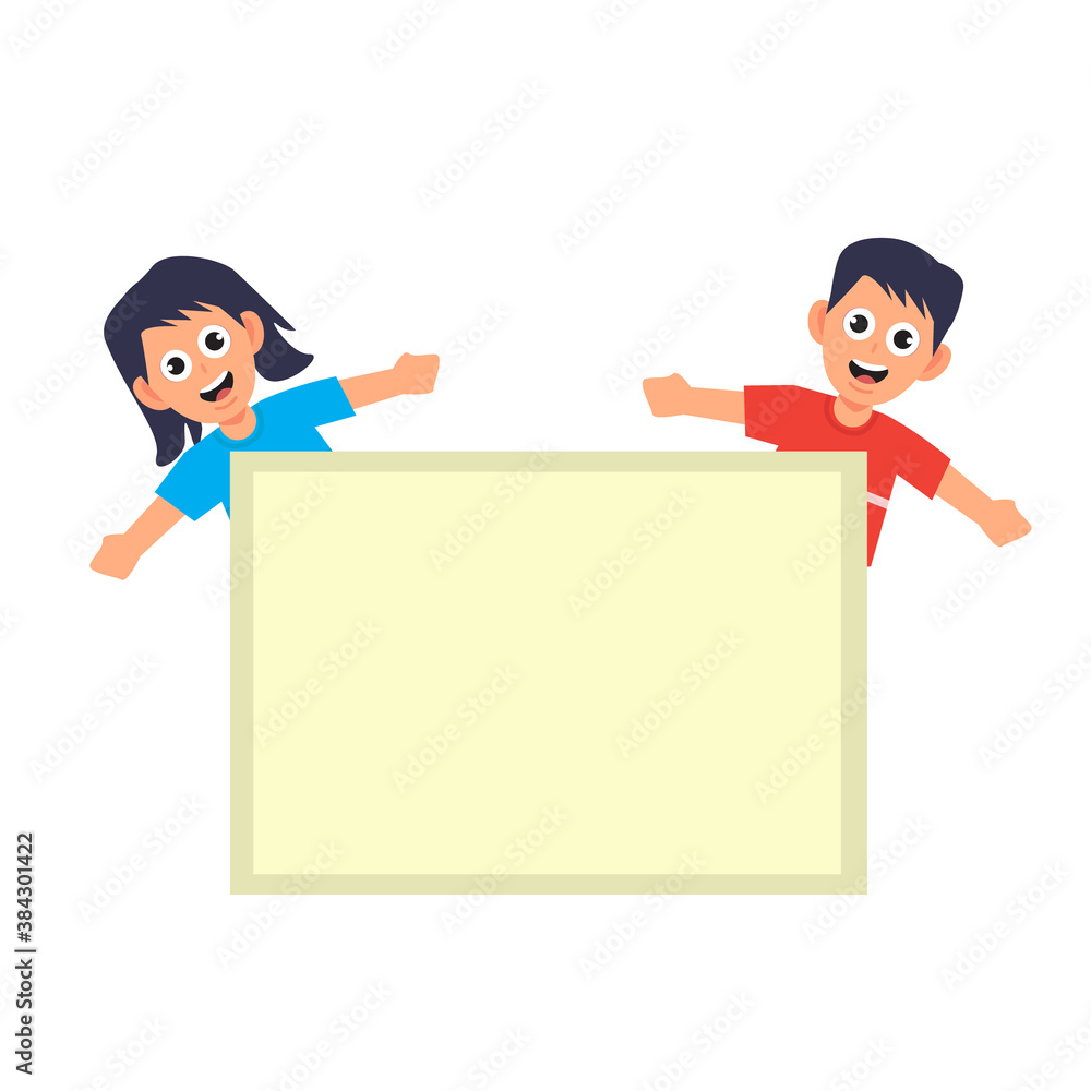 Child character cartoon illustration design with information board. Child character cartoon illustration design with information board.
